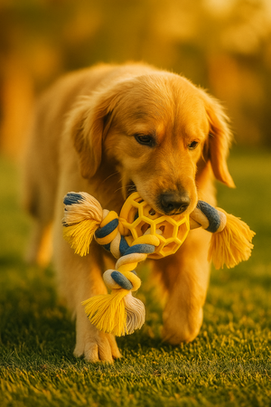CuddleMutt™ “PlayStrong” Rubber Soccer Ball & Tug Rope