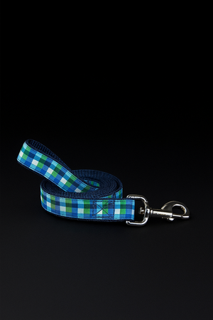 CuddleMutt “Coastal Breeze” Blue Plaid Dog Leash