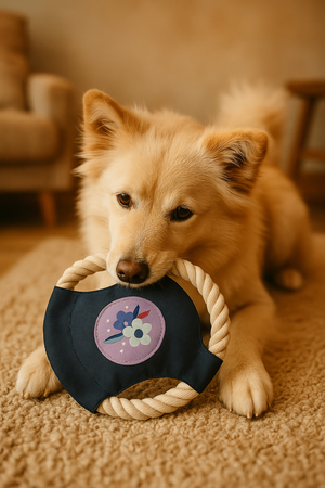 CuddleMutt “Floral” Rope Disc Dog Toy – Durable Fetch & Tug Toy