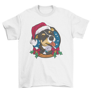 CuddleMutt™ Christmas Pup Tee – Festive Dog with Santa Hat Holiday Shirt